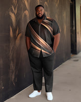 Men's Plus Size Marble Graphic Short Sleeve 2 Piece Walking Suit